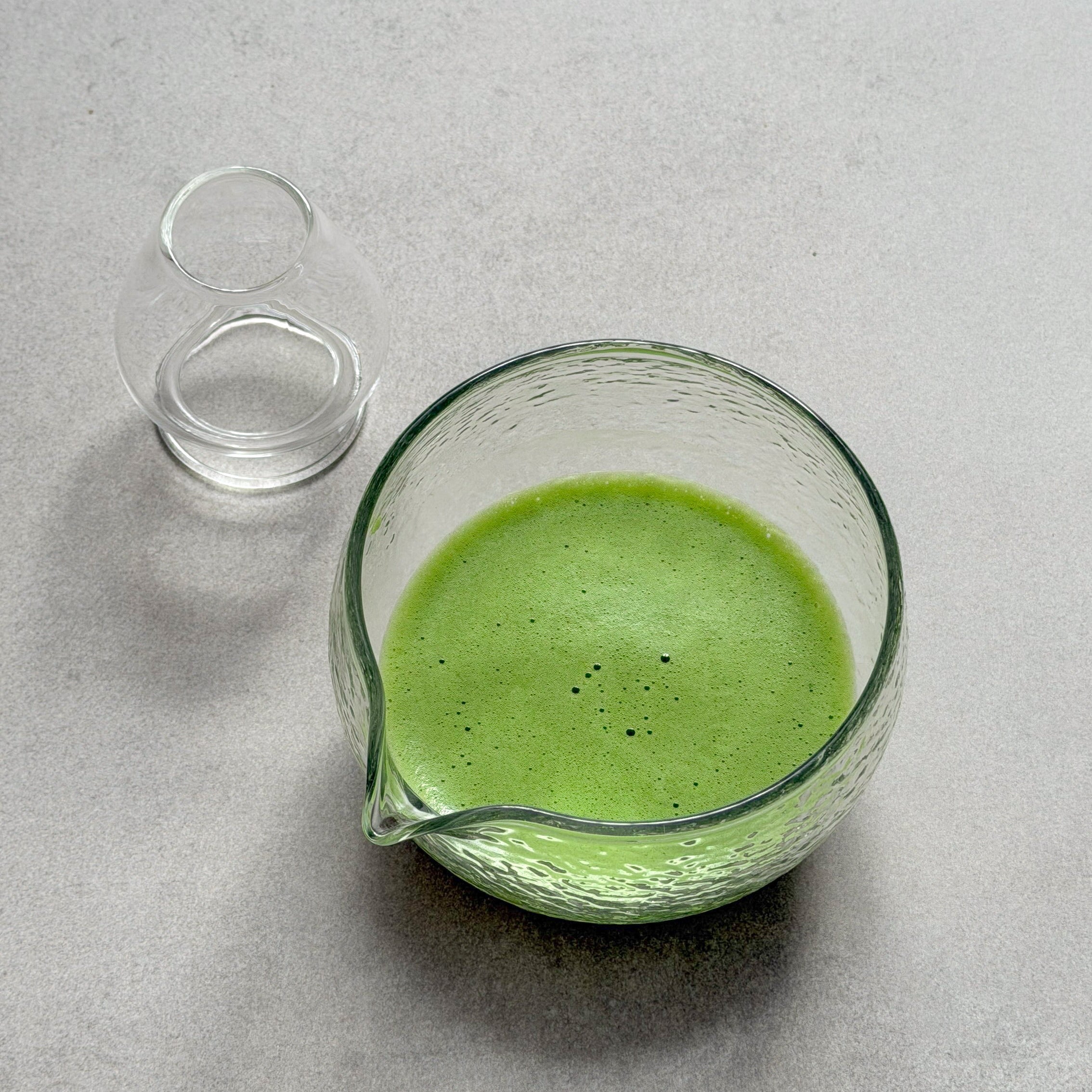 omē japanese glass matcha bowl set - chawan (& chasentate)