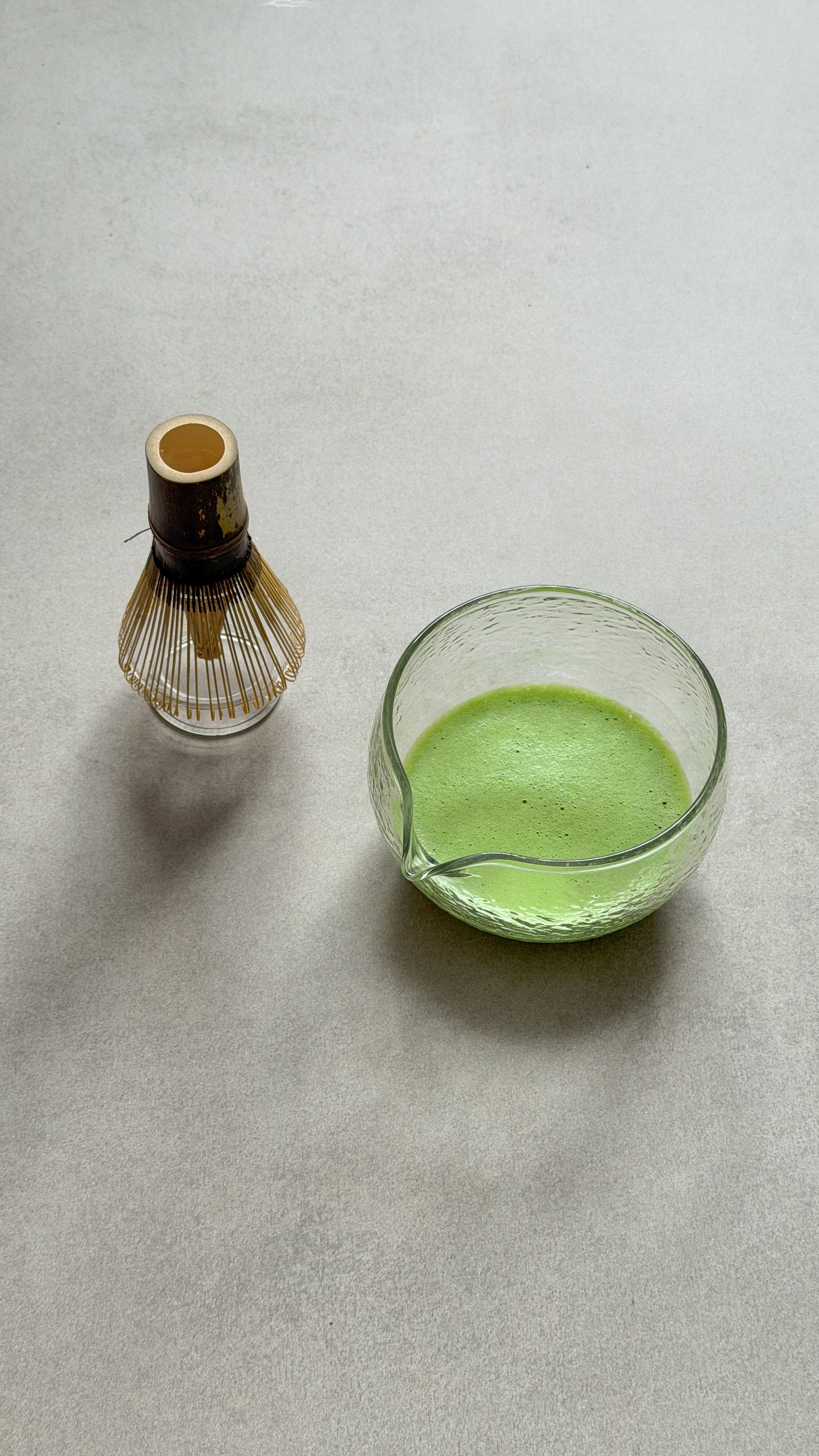 omē japanese glass matcha bowl set - chawan (& chasentate)